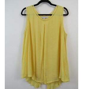 Single Thread XL Yellow Tank Top Layered Flowy Cut Out Details Butter Yellow